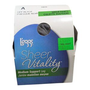 Leggs Sheer Energy Vitality OFF Black Sheer Toe Pantyhose Size A 94659 NIB